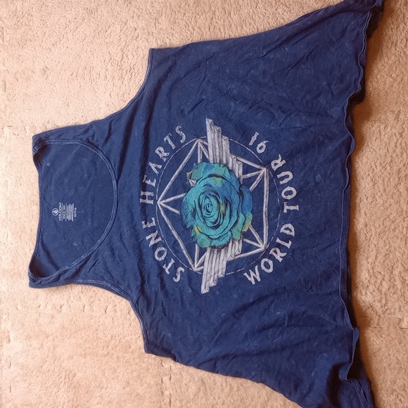 Volcom Tank Top Women's XS Blue Stone Hearts Tour Shirt - Picture 1 of 7